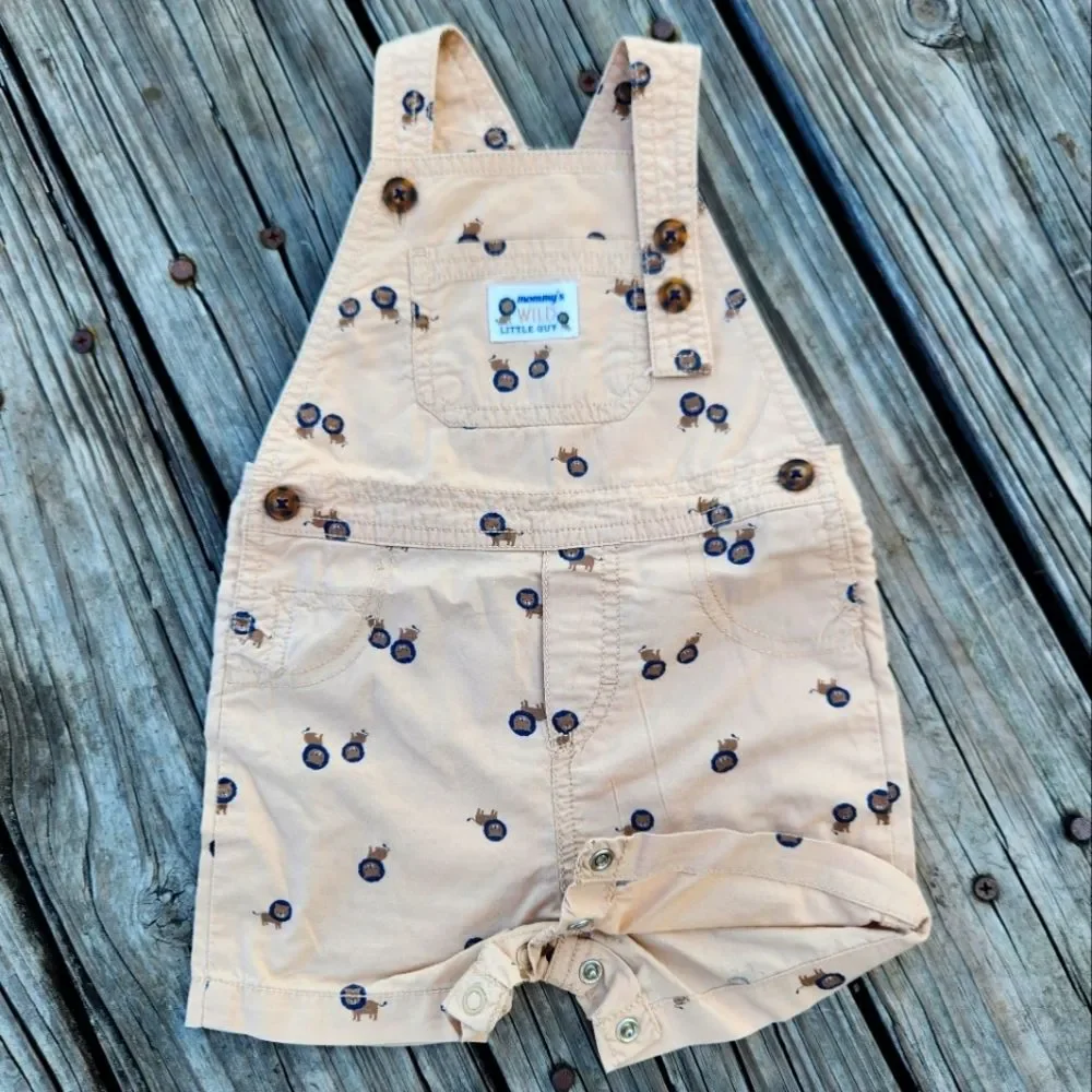 Carter's Baby boys Short Overalls Beige Tan Size 12 Months Adjustable with Snaps